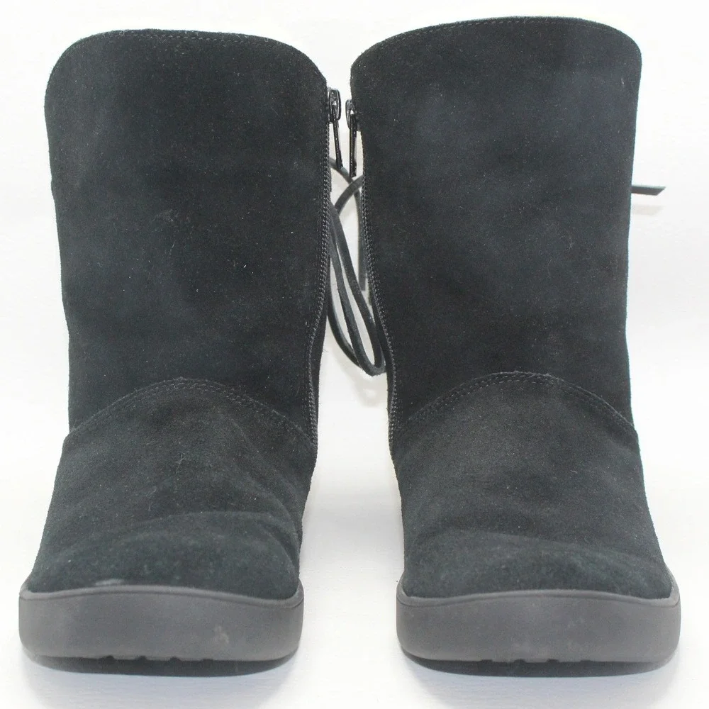 Koolaburra by UGG Black Suede Fur Lined Lace Back Boots 1019361 Womens 7‎